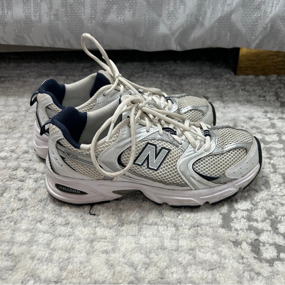 New Balance Silver and White Running Shoes